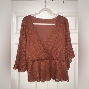 Burnt Orange lace blouse